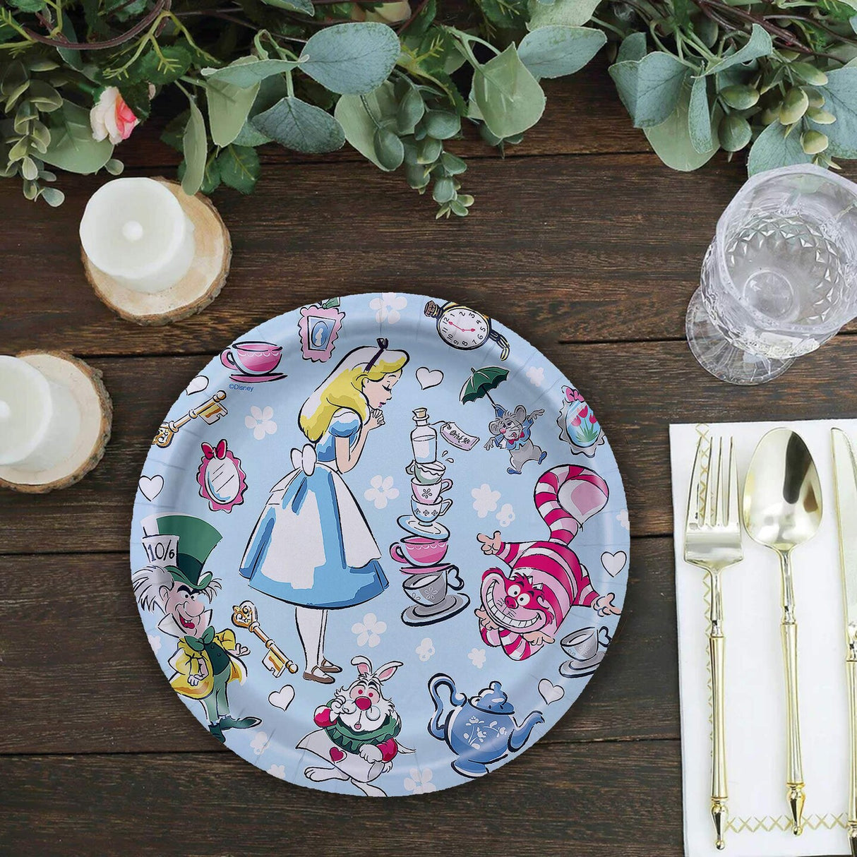 8 Count Disney Alice in Wonderland Paper Dessert Plates Birthday Party Supplies