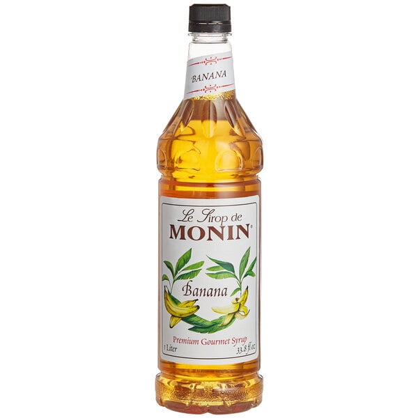Monin Premium Banana Flavoring / Fruit Syrup 1 Liter - 4/Case