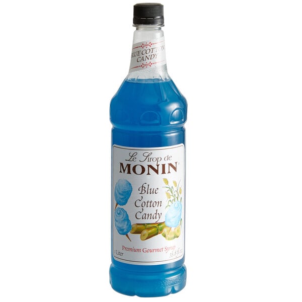 Monin Premium Blue Cotton Candy Flavoring Syrup 1 Liter - 4/Case
