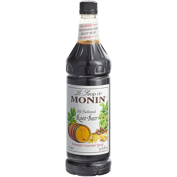 Monin Premium Old Fashioned Root Beer Flavoring Syrup 1 Liter - 4/Case