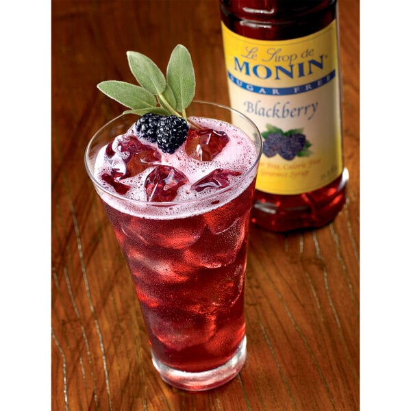 Monin Sugar-Free Blackberry Flavoring Syrup 1 Liter - 4/Case