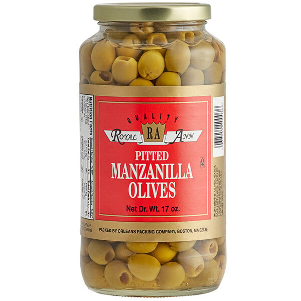 Pitted Manzanilla 170 Count Cocktail Olives 32 oz. (17 oz. Dr. Wt.) - 12/Case