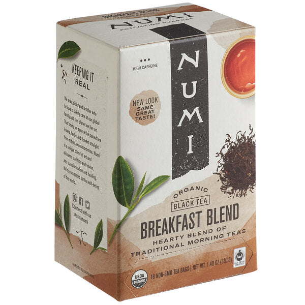 Numi Organic Breakfast Blend Tea Bags - 108/Case