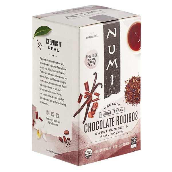 Numi Organic Chocolate Rooibos Tea Bags - 96/Case