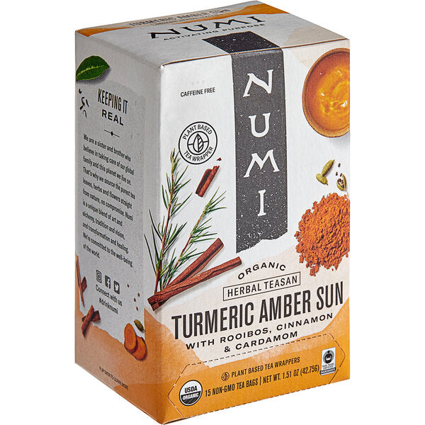 Numi Organic Amber Sun Turmeric Tea Bags - 90/Case