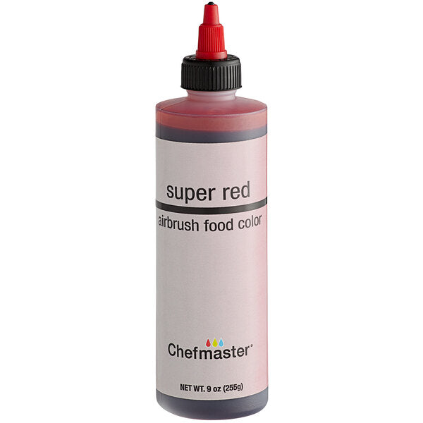 Chefmaster 9 oz. Super Red Airbrush Color - 12/Case