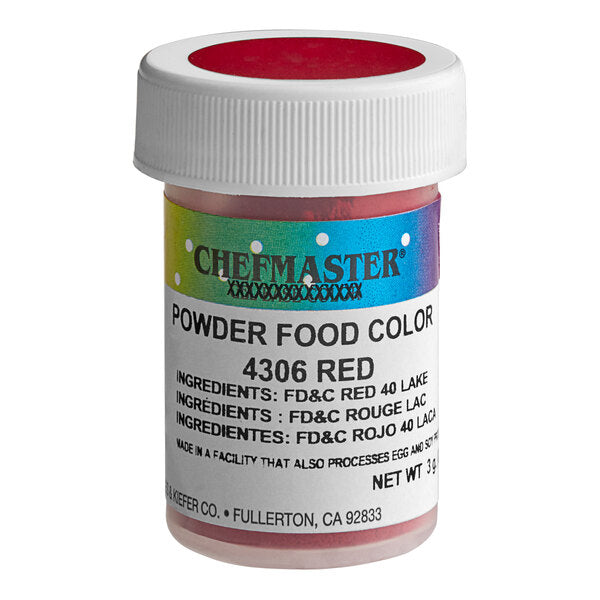 Chefmaster Red Dry Powder Food Color 3 Gram - 12/Case
