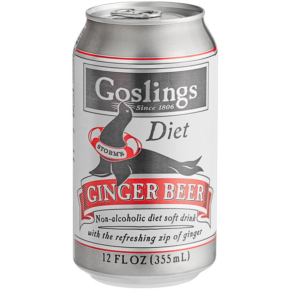 Goslings Diet Ginger Beer 12 fl. oz. Cans - 24/Case