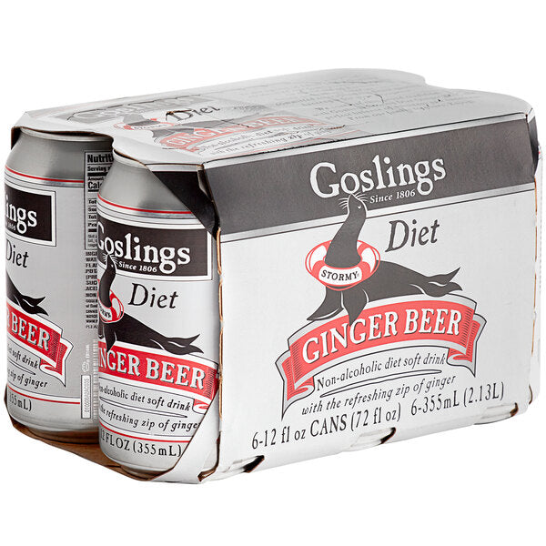 Goslings Diet Ginger Beer 12 fl. oz. Cans - 24/Case