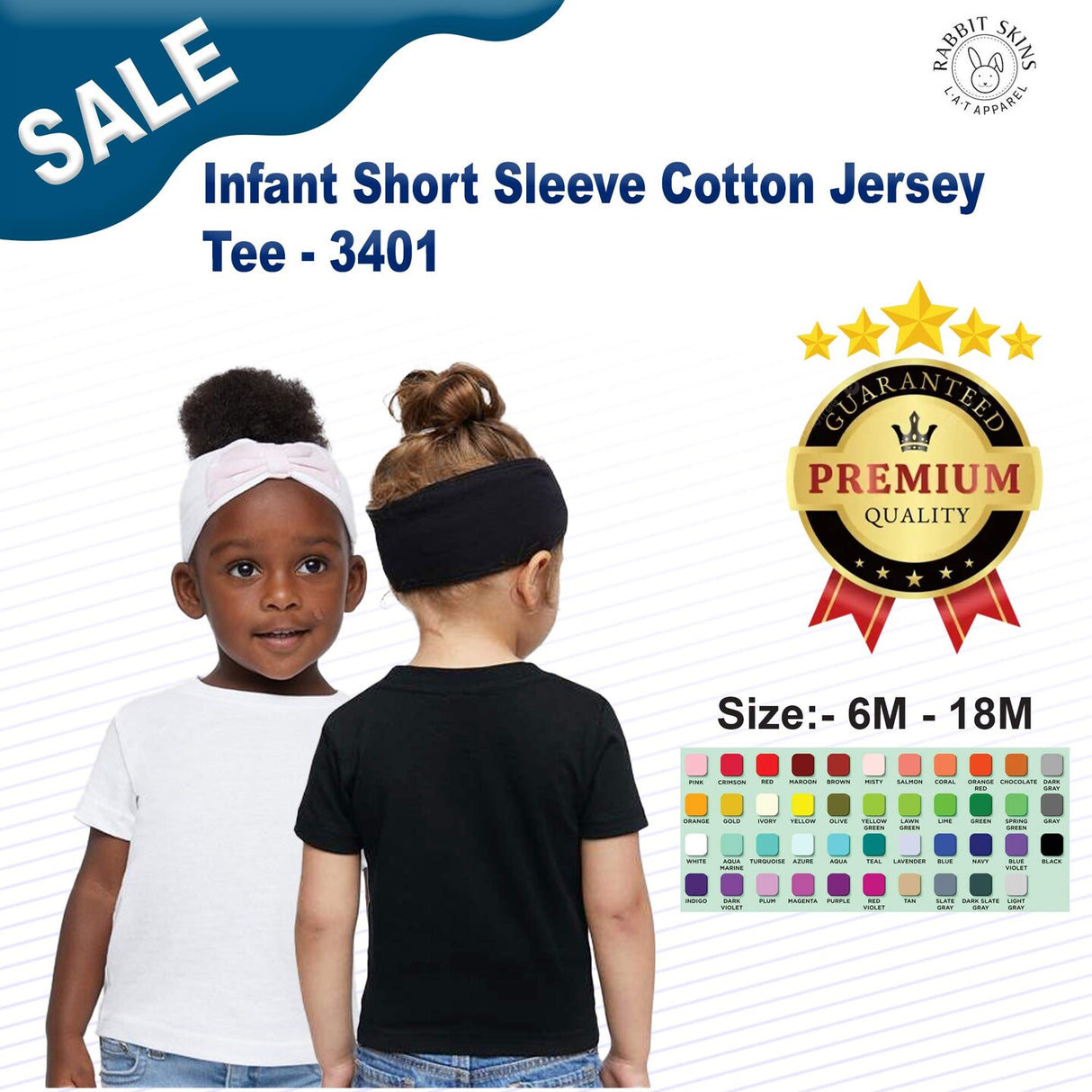 RADYAN® Infant Short Sleeve Cotton Jersey Tee - 3401