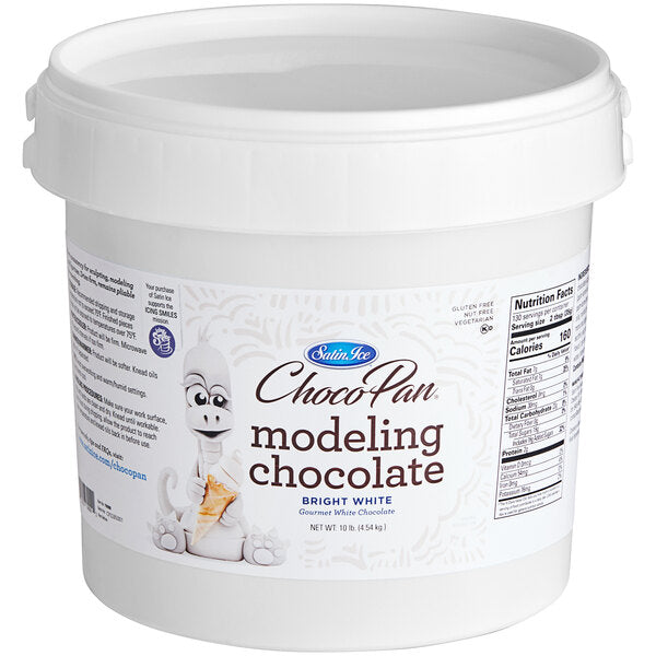 Satin Ice ChocoPan 10 lb. Bright White Modeling Chocolate - 4/Case