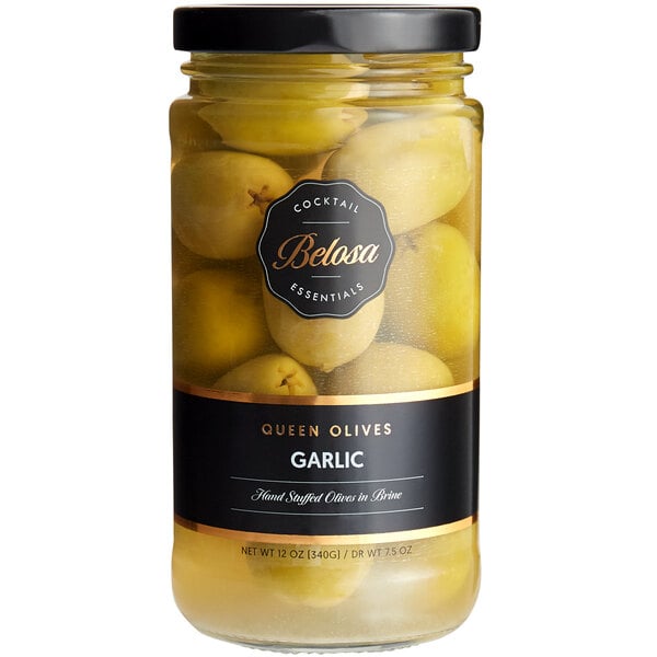 Belosa Garlic Stuffed Queen Olives 12 oz. (7.5 oz. Dr. Wt.) - 6/Case