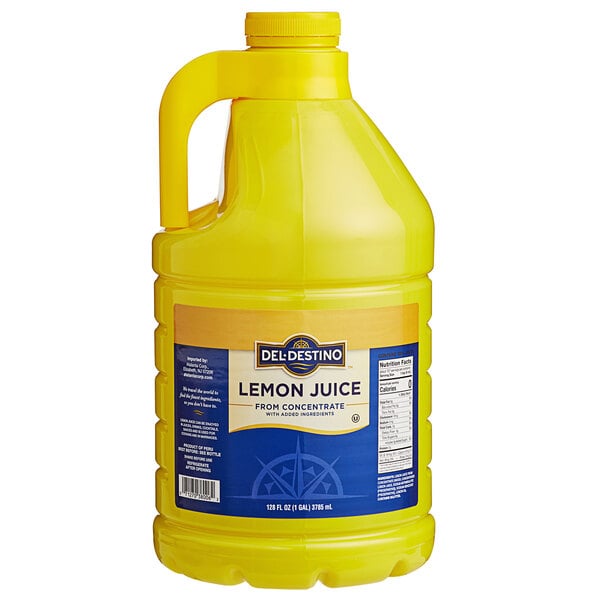 Del Destino 1 Gallon 100% Lemon Juice - 4/Case