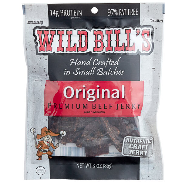 Wild Bill's 3 oz. Hickory Smoked Tender Tips Beef Jerky - 36/Case