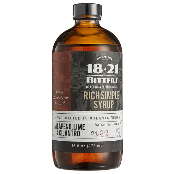 18.21 Bitters 16 fl. oz. Jalapeno, Lime, & Cilantro Concentrated Syrup - 12/Case