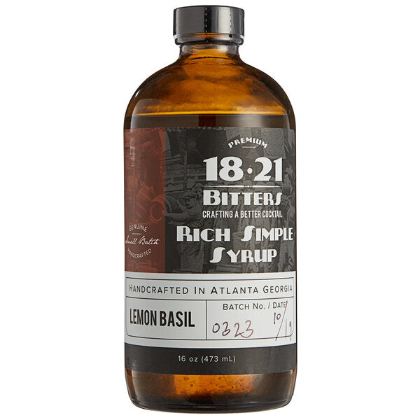 18.21 Bitters 16 fl. oz. Lemon Basil Concentrated Syrup - 12/Case