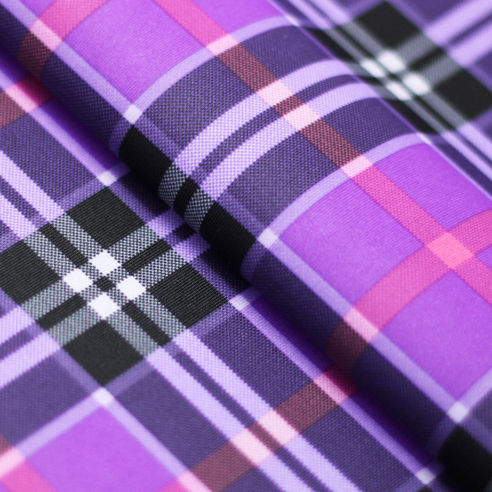 Modern Plaid Polyester Spandex Fabric - Multicolor Tartan Plaid Print, 58/60" Width, 240 GSM (1 Yard)