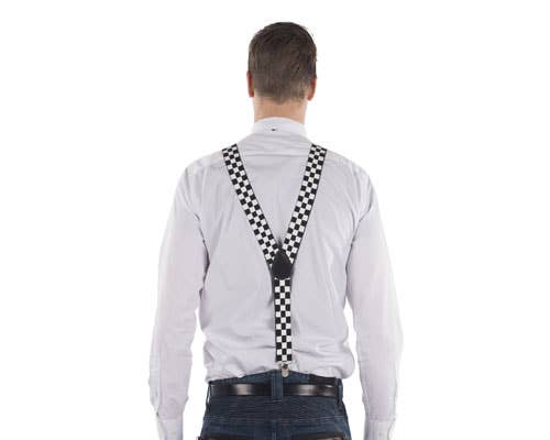 Black & White Checkered Suspenders - Adults