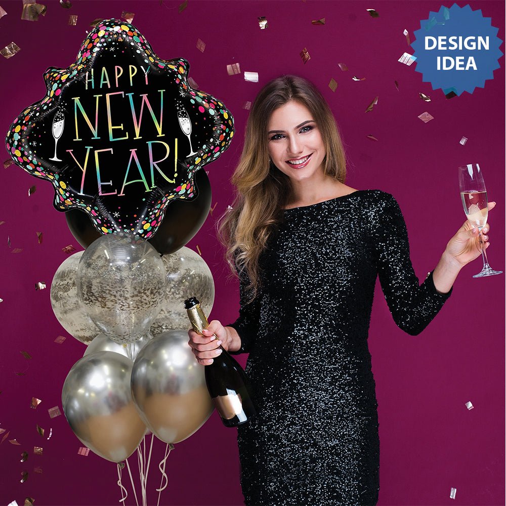 Foil Balloon New Year Party Confetti Frame