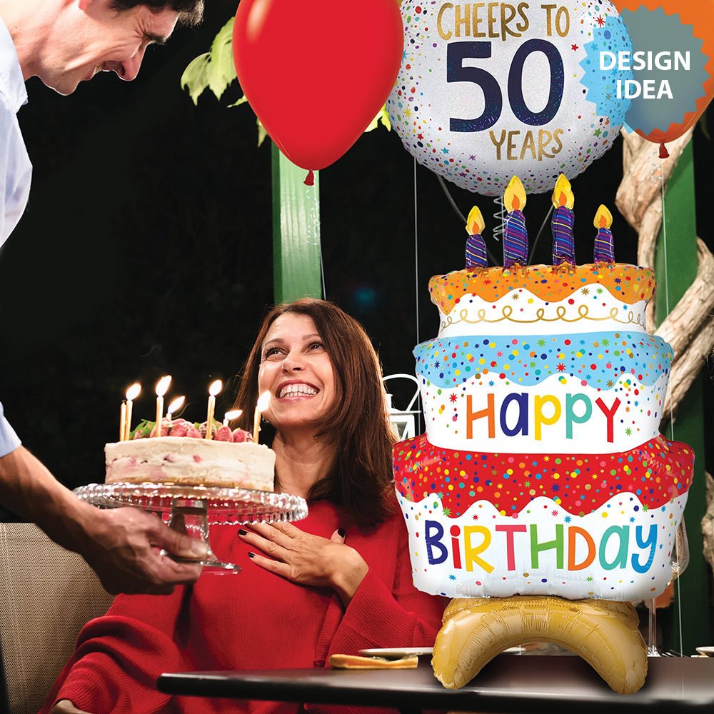 Birthday Cake Foil Balloon 29 Inch Standup