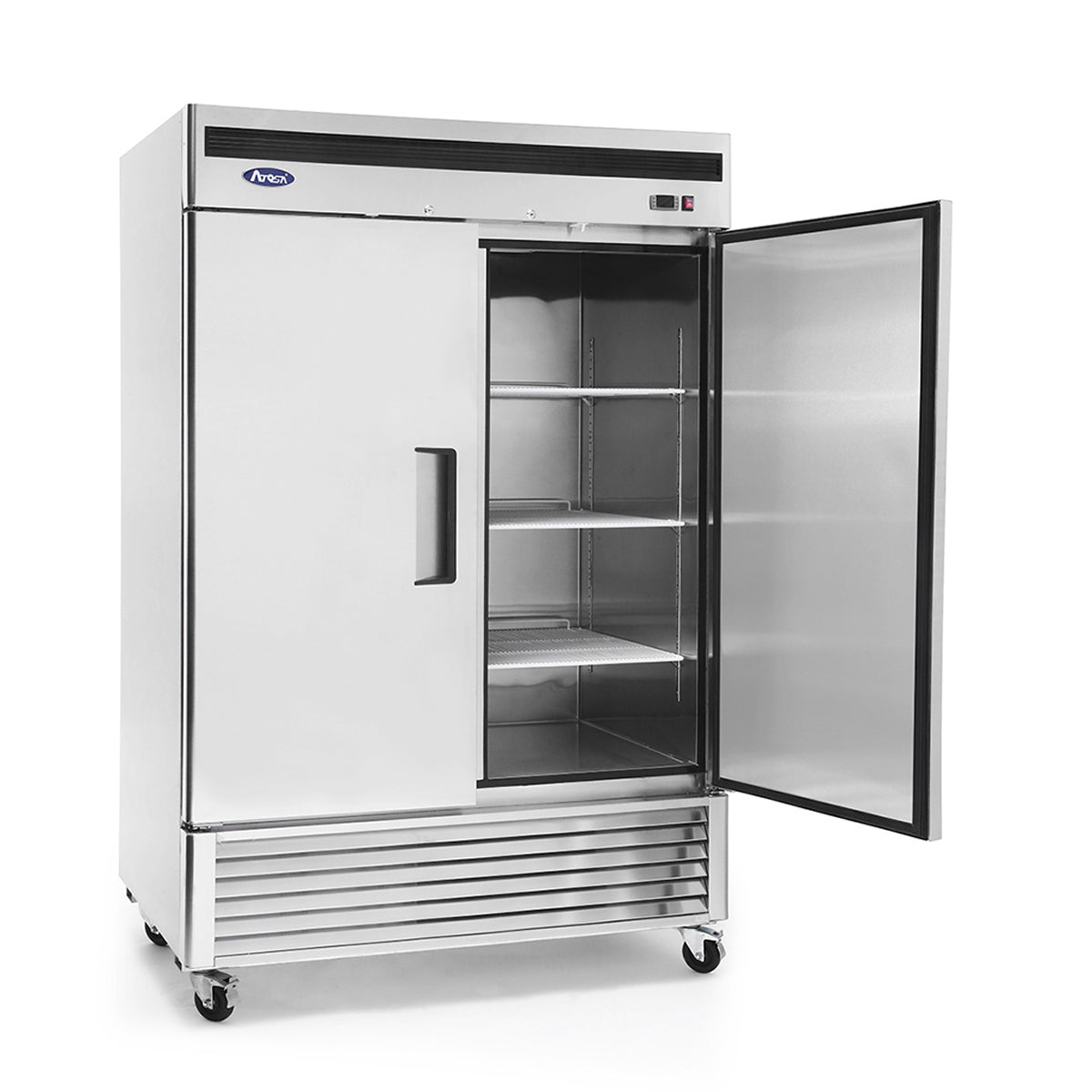 Atosa MBF8507GR 2 Section Reach-In Bottom Mount Refrigerator 54-3/8"W x 31-1/2"D x 83-1/8"H with 2 Locking Solid Doors