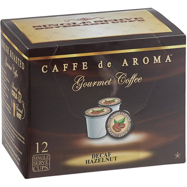 Caffe de Aroma Decaf Hazelnut Coffee Single Serve Cups - 72/Case