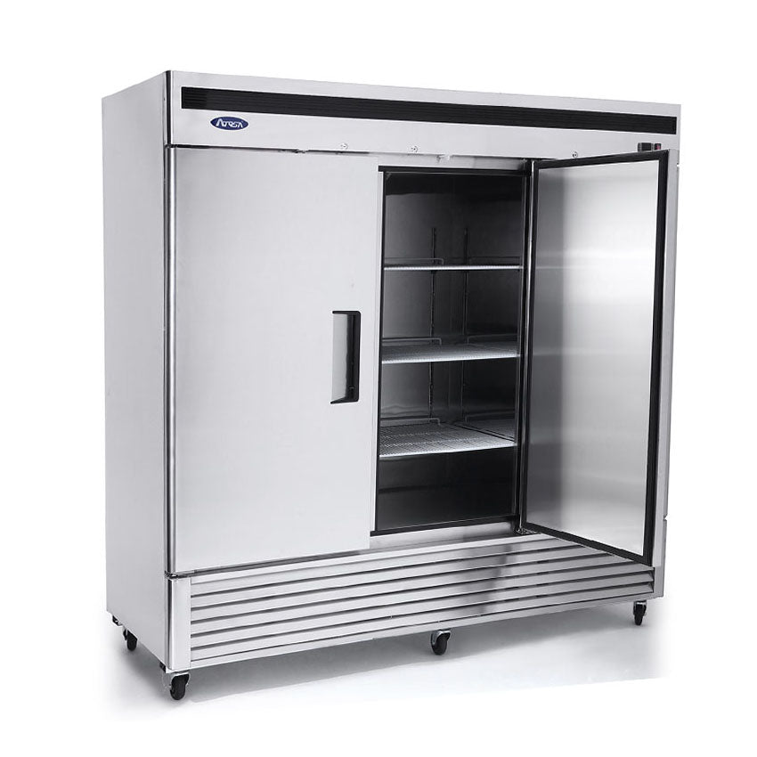 Atosa MBF8508GR 3 Section Reach-In Bottom Mount Refrigerator 81-7/8"W x 31-1/2"D x 83-1/8"H with 3 Locking Solid Doors