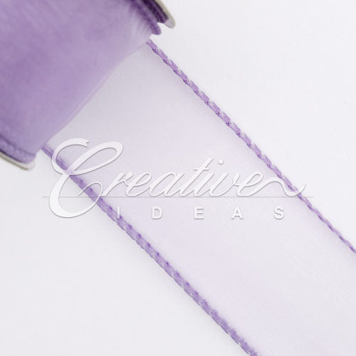 1 1/2" Wired Organza Ribbon - 10 Yards (Lavender)