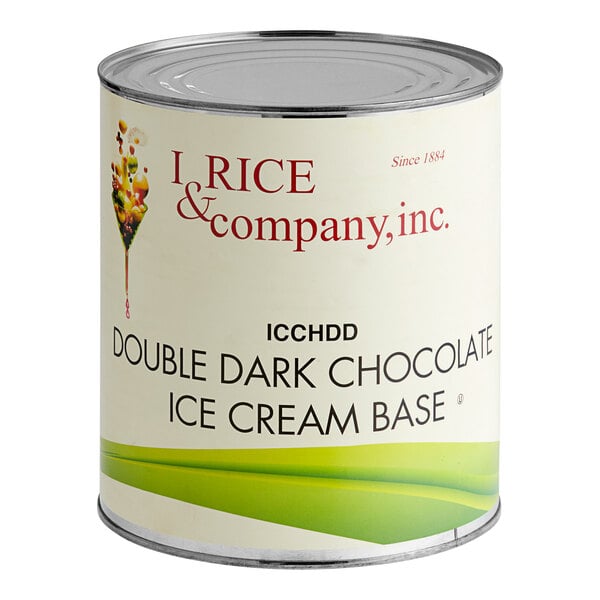 I. Rice Double Dark Chocolate Hard Serve Ice Cream Base #10 Can - 6/Case