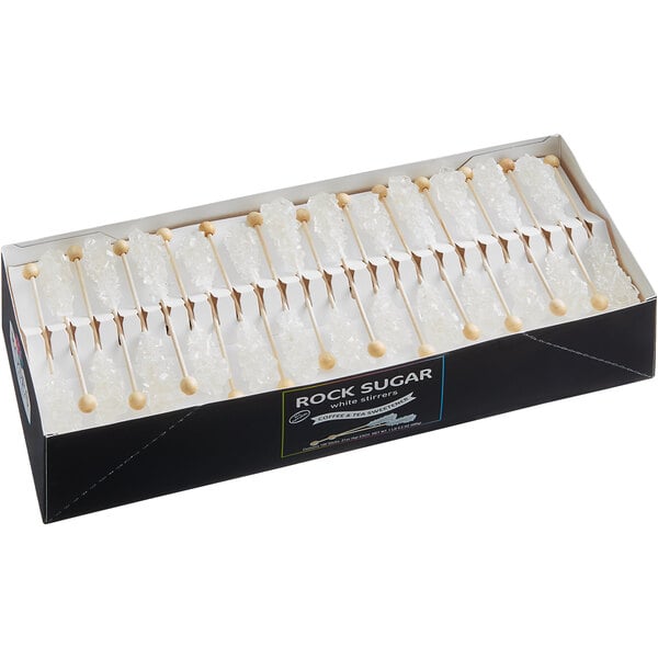 Roses Dryden and Palmer White Unwrapped Rock Candy Barista Stirrer - 400/Case