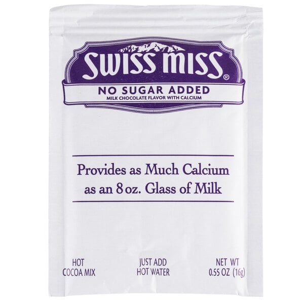Swiss Miss No Sugar Added Hot Cocoa Mix Packet - 144/Case