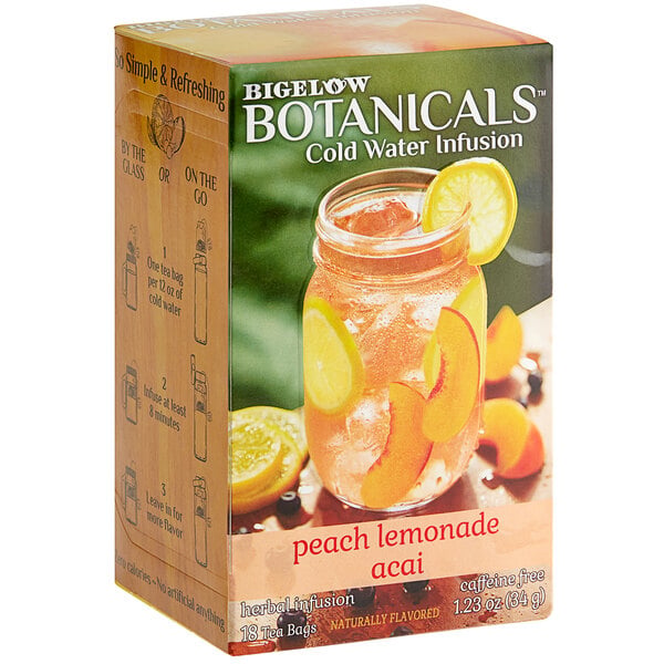 Bigelow Botanicals Peach Lemonade Acai Cold Water Infusion Tea Bags - 108/Case