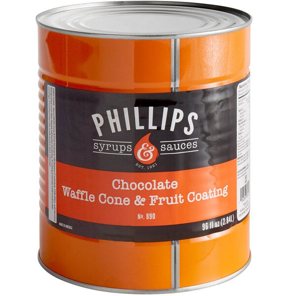 Phillips Chocolate Ice Cream Cone Dip and Fruit Coating - #10 Can - 2/Case