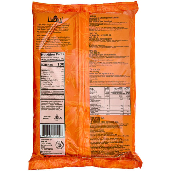 David Rio Tiger Spice Chai® Tea Latte Mix 4 lb. - 4/Case