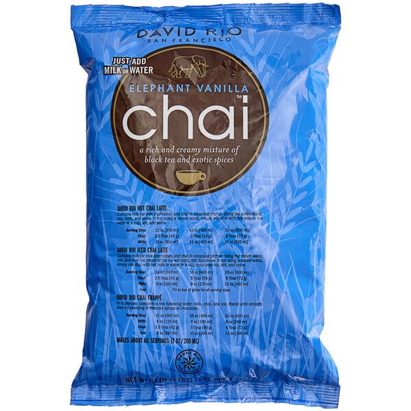 David Rio Elephant Vanilla Chai® Tea Latte Mix 4 lb. - 4/Case
