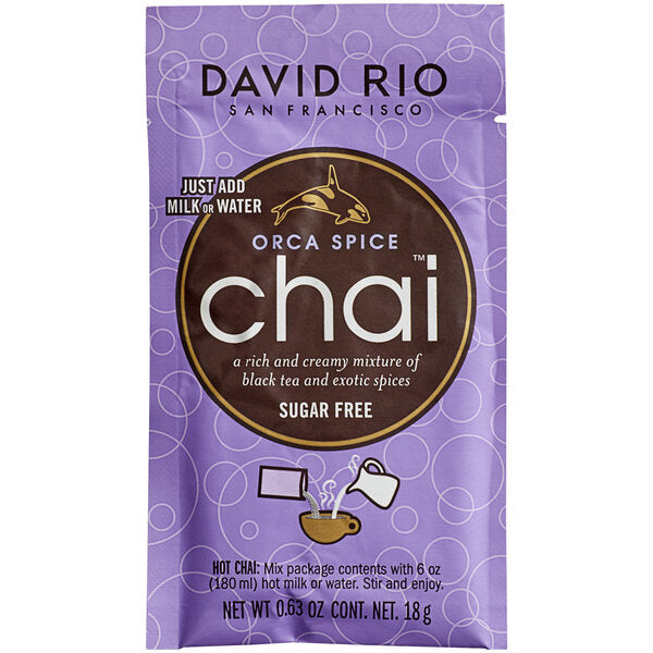 David Rio Orca Spice™ Sugar-Free Chai Tea Latte Single Serve Packets - 48/Case
