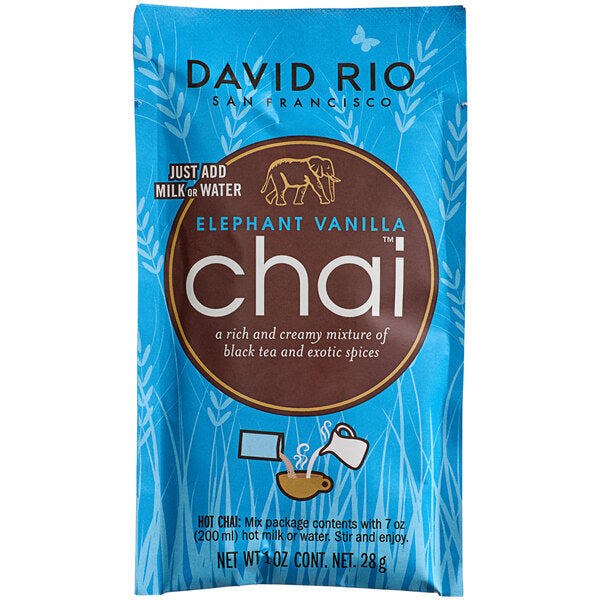 David Rio Elephant Vanilla Chai® Tea Latte Single Serve Packets - 48/Case