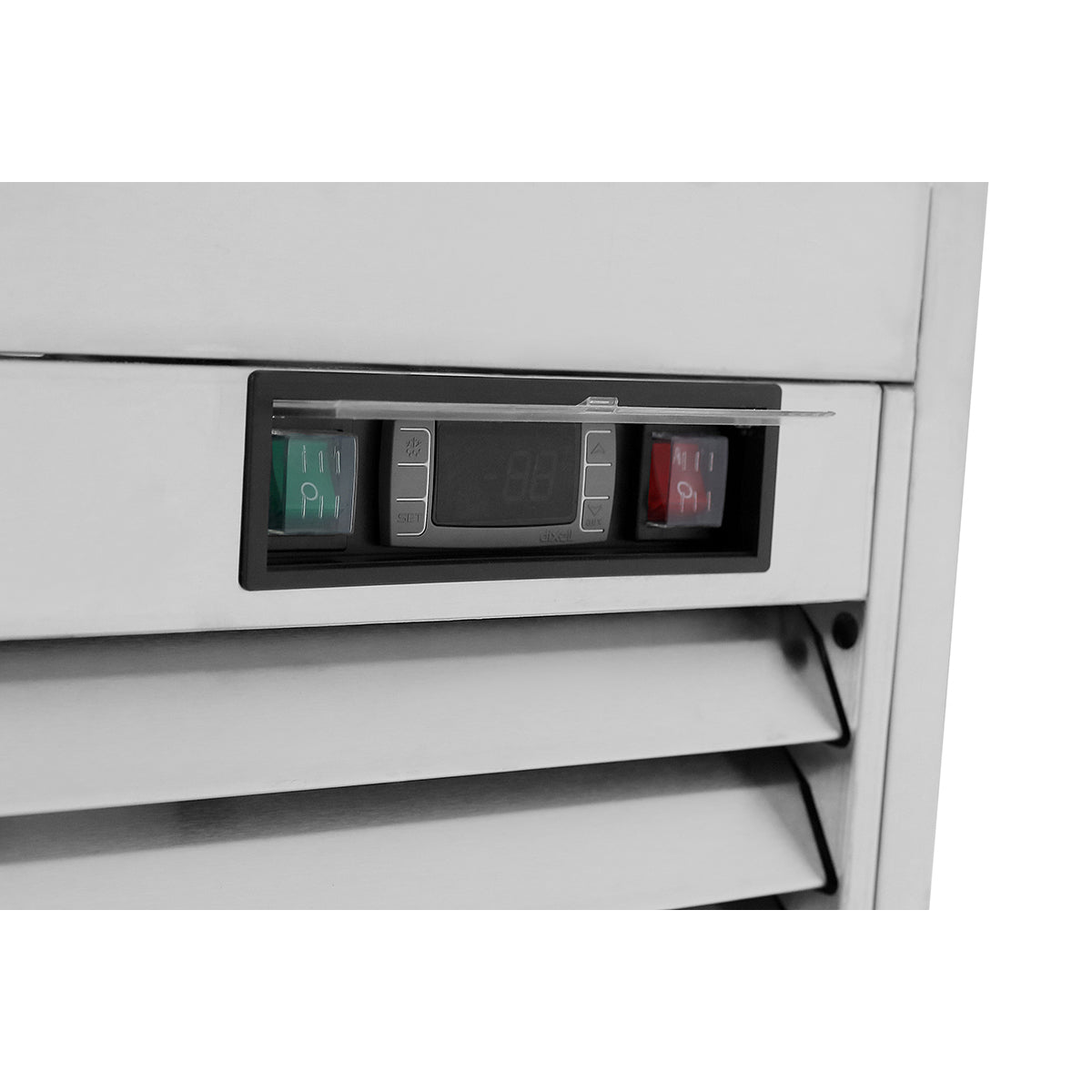 Atosa MCF8709GR Two Section Glass Door Refrigerator 54.38"W, 44.85 Cu. Ft.