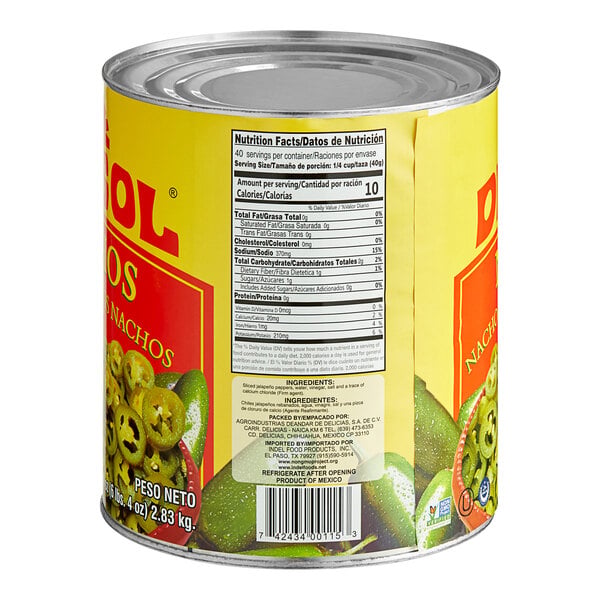 Del Sol Nacho Sliced Jalapeno Peppers #10 Can - 6/Case