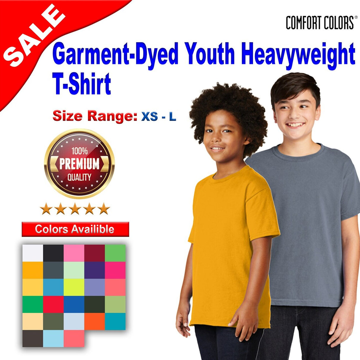 Comfort Colors® Garment Dyed Youth Crewneck Short Sleeve T-Shirt