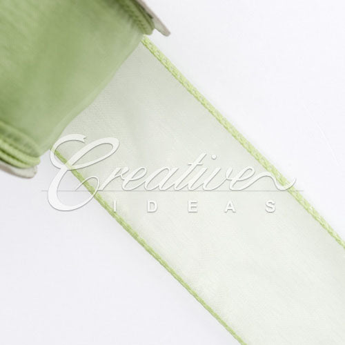 1 1/2" Wired Organza Ribbon - 10 Yards (Mint Green)