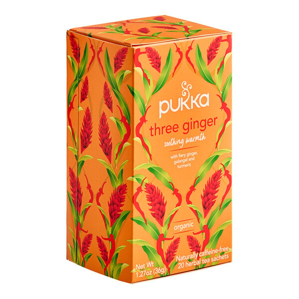 Pukka Organic Three Ginger Herbal Tea Bags - 80/Case