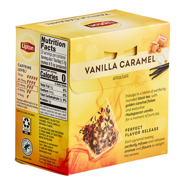 Lipton Vanilla Caramel Black Pyramid Tea Bags - 80/Case