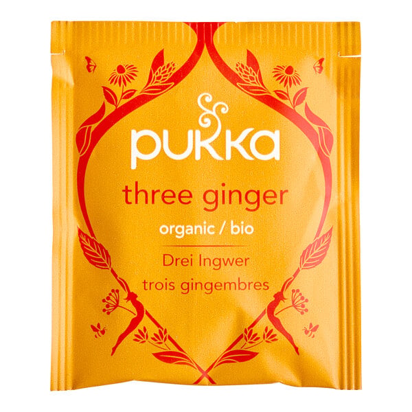 Pukka Organic Three Ginger Herbal Tea Bags - 80/Case