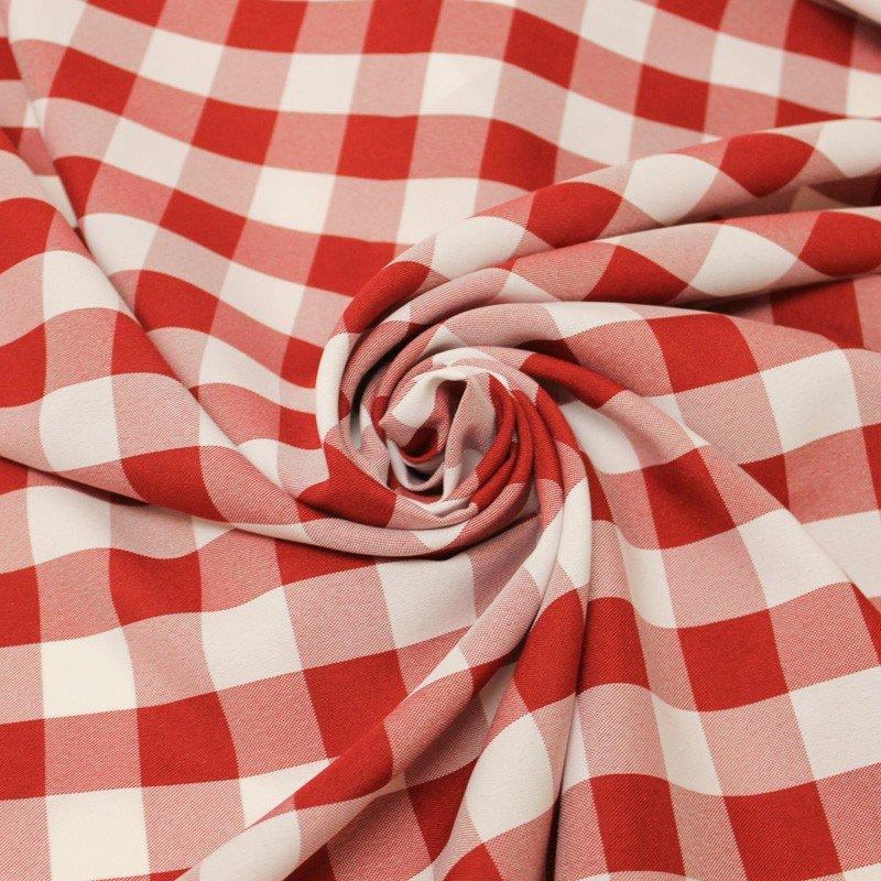 1″ inch Red White Checkered Gingham Polyester Poplin Fabric,