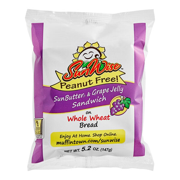 SunWise Individually Wrapped SunButter and Grape Crustless Sandwich 5.2 oz. - 48/Case