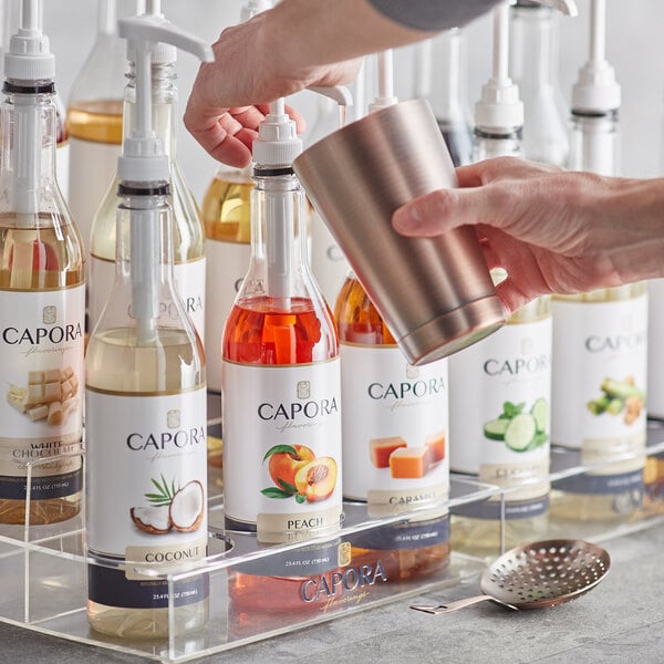 Capora Peach Flavoring Syrup 750 mL - 6/Case
