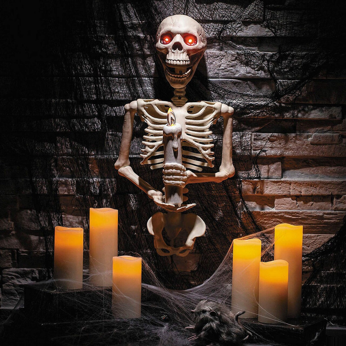 18 1/4 Inch Skeleton Holding Candle Wall Sconce Halloween Decoration