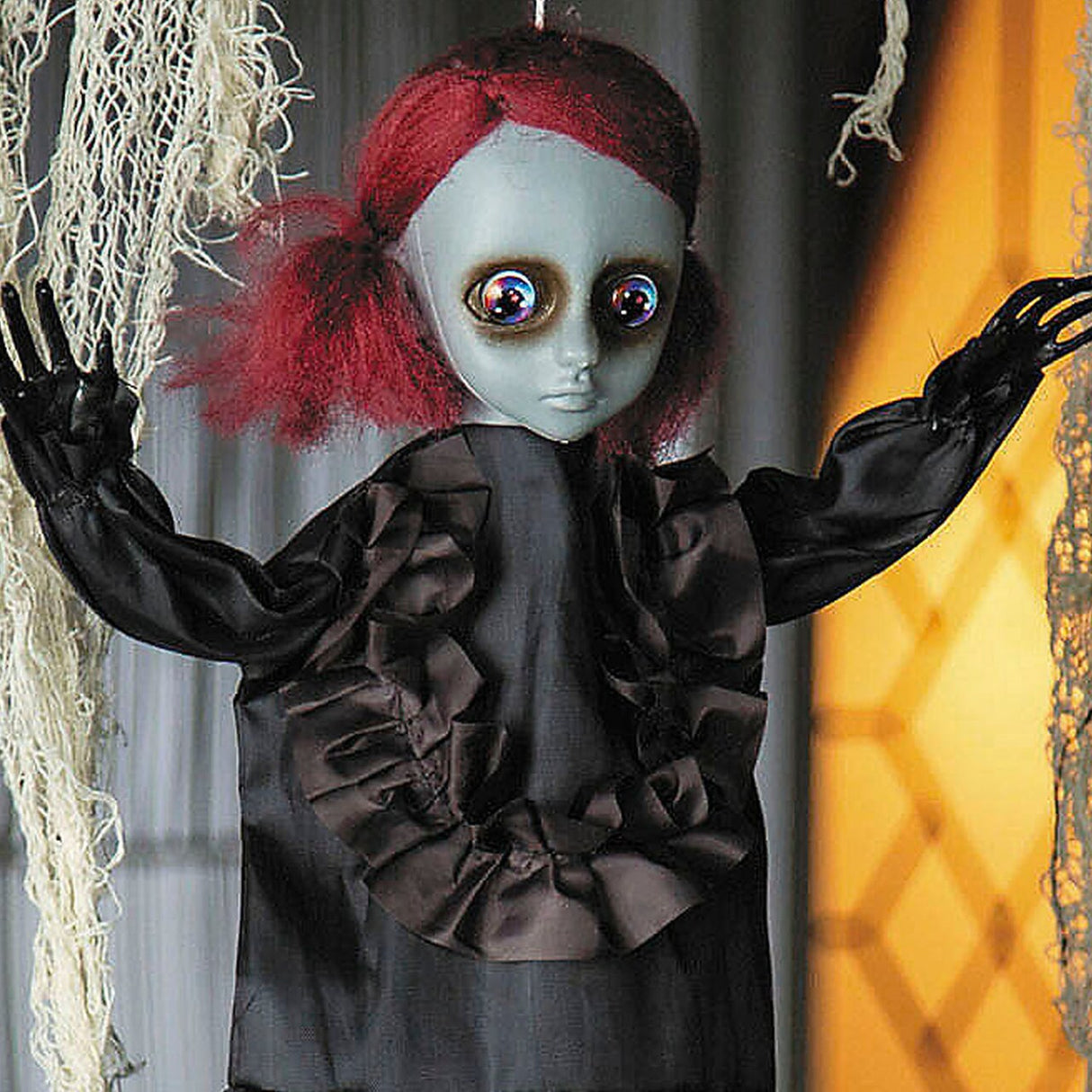 Hanging Doll with Red Hair Halloween Decoration 19 3/4"
