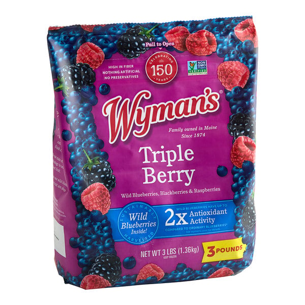 Wyman's Frozen Triple Berry Blend 3 lb. - 6/Case
